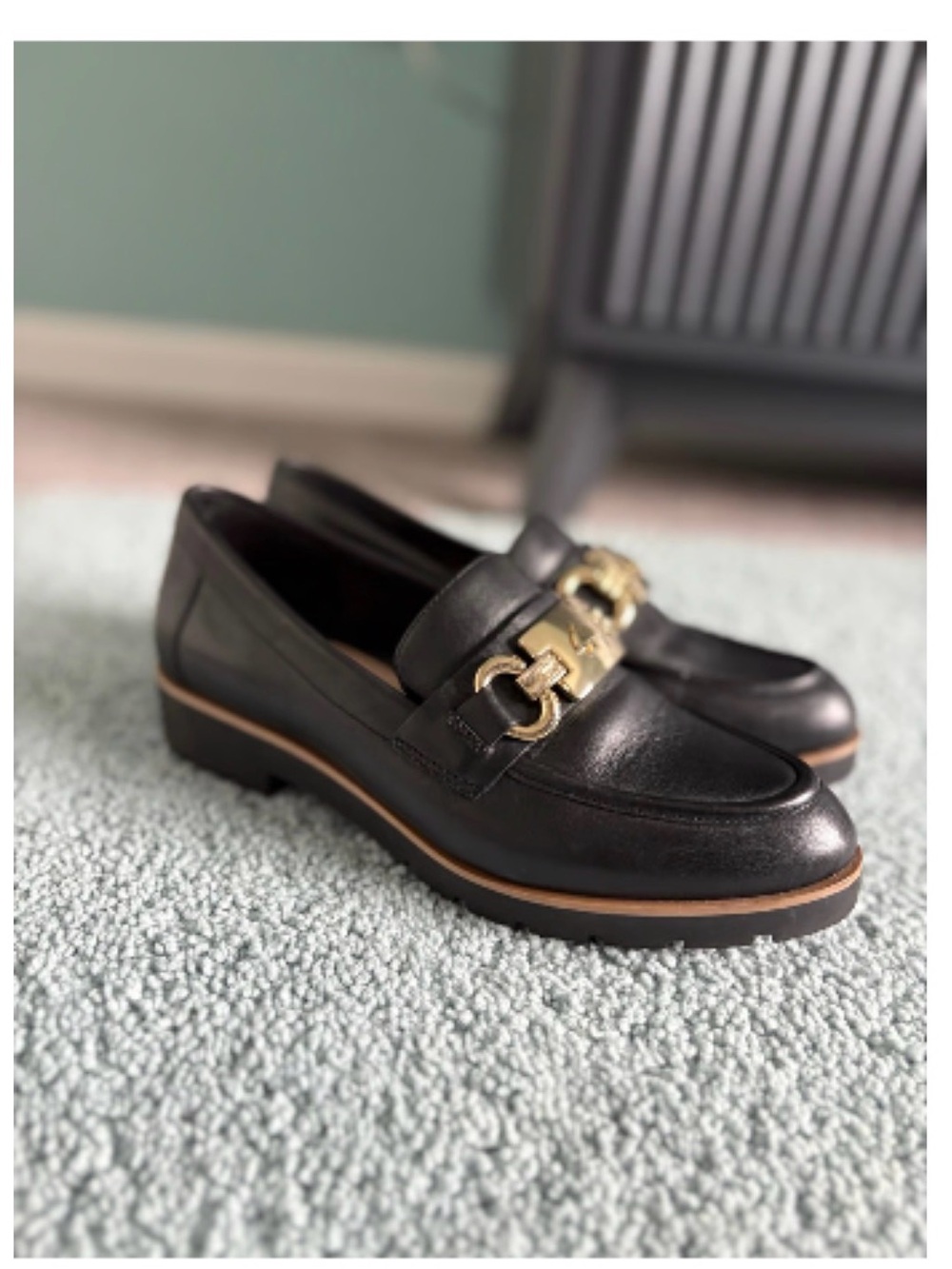 kate spade Black and Tan Leather Loafers